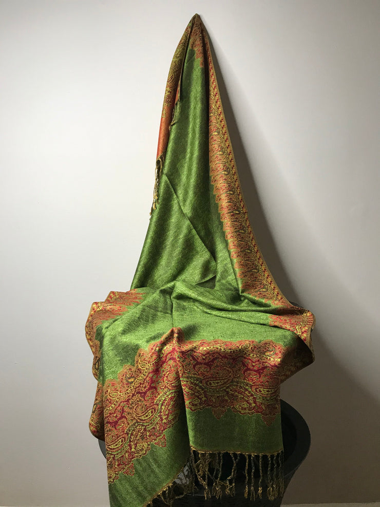 Deep green/Burnt Orange Pashmina Headwrap