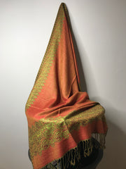 Deep green/Burnt Orange Pashmina Headwrap