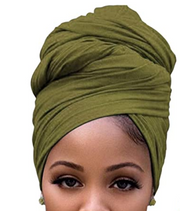Stretchy Spinach Green Jersey Knit Headwraps - Presale