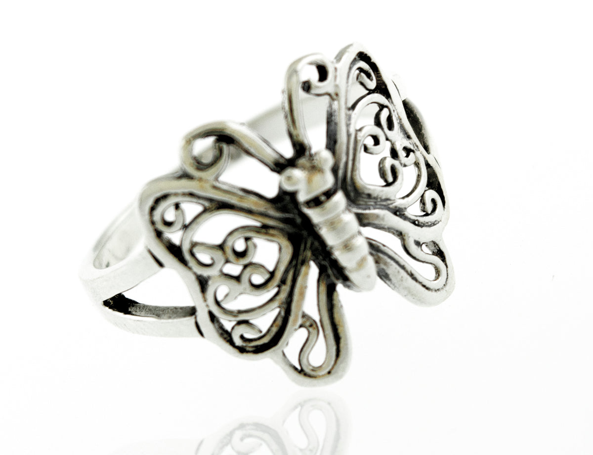 Size 8.5 F354 NEW Filigree Butterfly 925 SOLID Sterling Silver Ring 