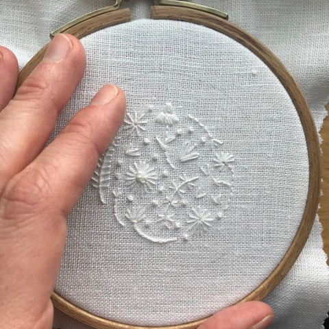 White Floral Hand Embroidery by Happy Cactus Designs