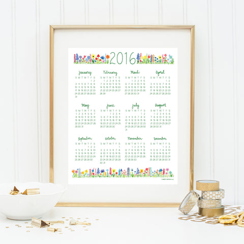 2016 Wall Calendar by Happy Cactus Designs