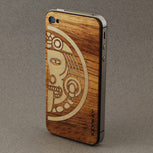 Teak wood BackBoard iPhone Skin with inlaid Maple Aztec Art