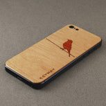 Maple BackBoard iPhone Skin with a small inlaid Padauk Bird