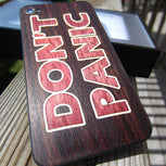 East Indian Rosewood BackBoard iPhone replacement back with Maple and Purpleheart inlay, DON'T PANIC