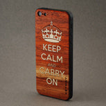 Padauk BackBoard iPhone Skin with Maple inlay of the popular British 'Keep Calm' poster from 1939