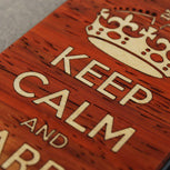 Padauk BackBoard iPhone Skin with Maple inlay of the popular British 'Keep Calm' poster from 1939