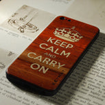 Padauk BackBoard iPhone Skin with Maple inlay of the popular British 'Keep Calm' poster from 1939