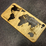 Maple BackBoard iPhone skin with an Ebony World Map inlay