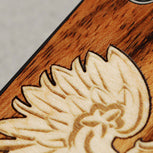 Mora BackBoard iPhone replacement back with Polish Eagle inlay using Maple with a Yellowheart crown