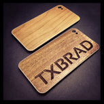 Walnut and Cherry BackBoard iPhone replacement backs with custom engraving for TXBrad