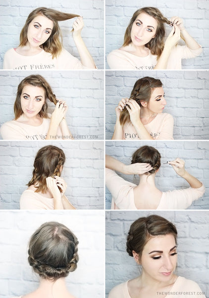 Hairstyles for biking - short hair milkmaid braid