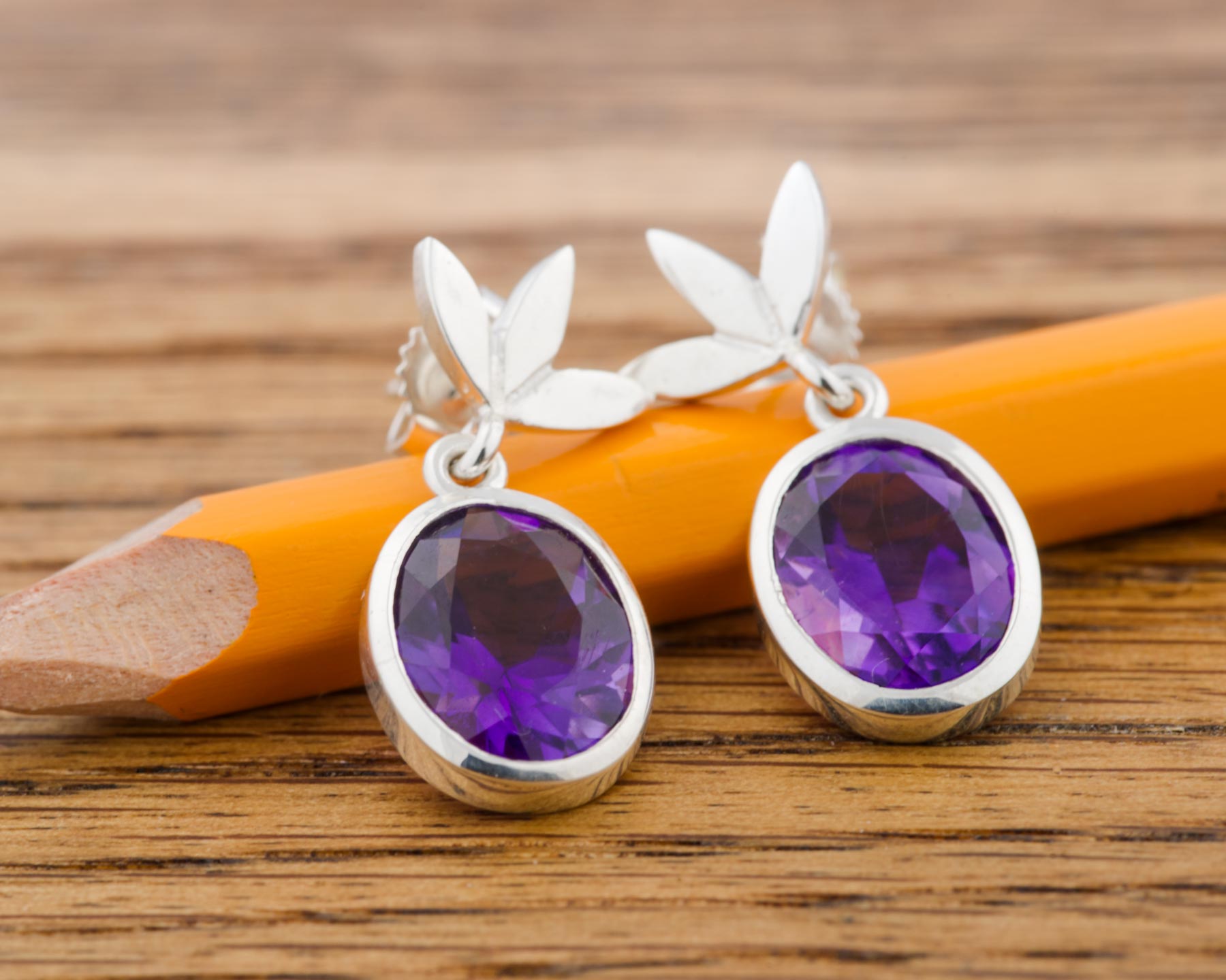 Handmade amethyst plum drop earrings