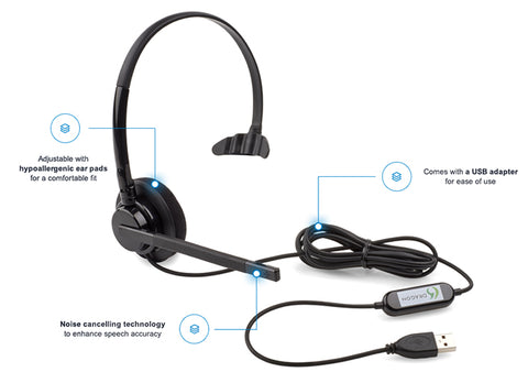 Nuance Dragon USB Headset for Speech Recognition Software - Nuance Dragon Professional Individual v15