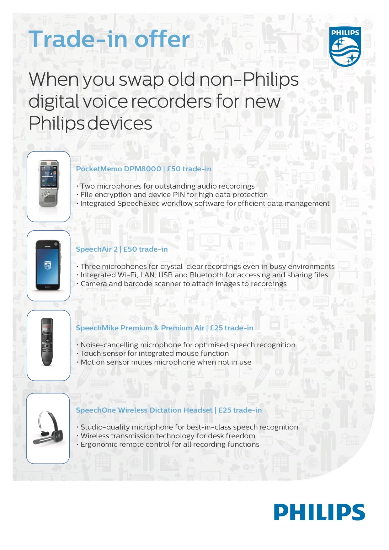 Trade-in deals available from SpeechProducts.co.uk on a select range of professional Philips devices