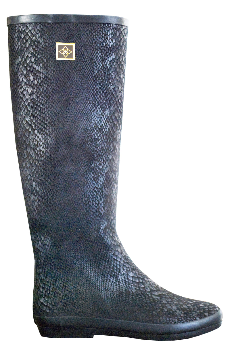 snakeskin rain boots