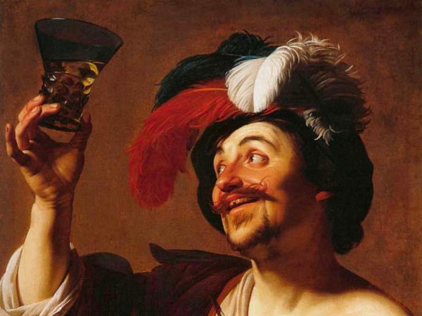 Funny Painting "The Happy Violinist with a Glass of Wine"