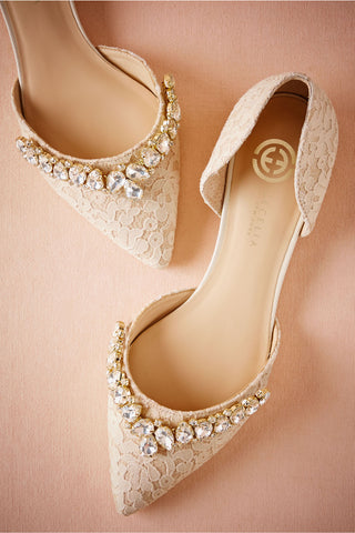 Cream wedding shoes with diamente