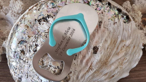 Engraved flip flop opener