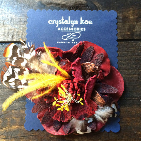 buy custom leather flower pins