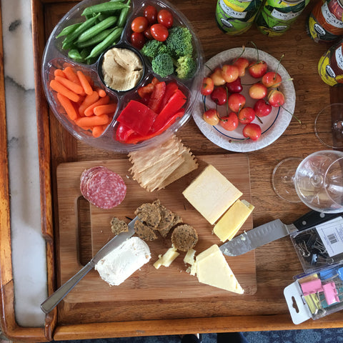 food at our photoshoot on a vintage sailboat