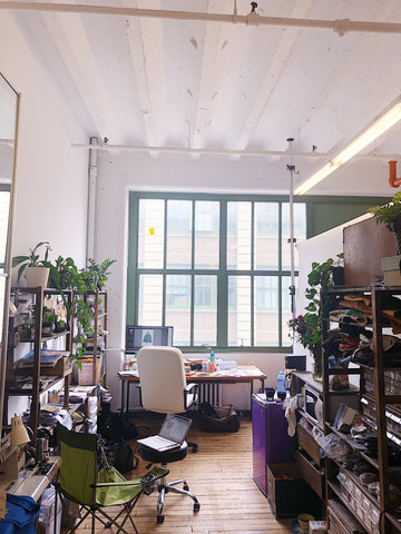 crystalyn kae's handbag studio in industry city has large windows and lots of natural daylight