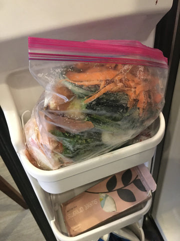 save all your kitchen scraps in a freezer container to use for vegetable broth