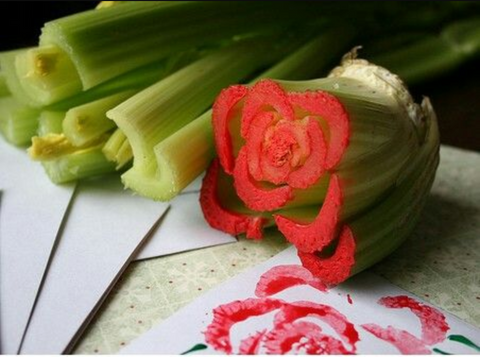 create a stamp from leftover vegetables