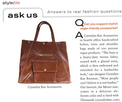 vegan handbags in InStyle magazine