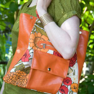 one of a kind red dahlia metier tote