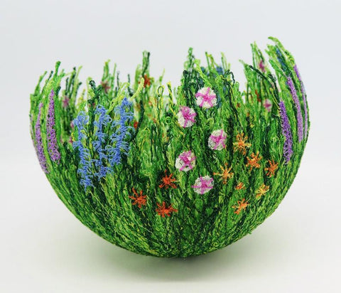 freeform embroidery stitched thread bowl for fairies