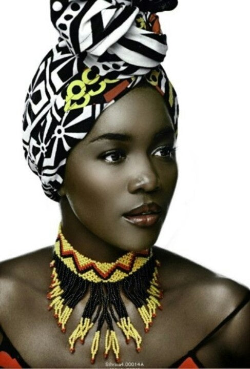 woman in fashionable head wrap