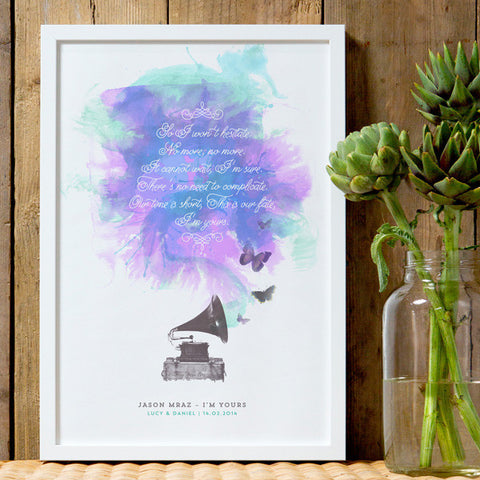 Personalised Song Lyrics Print