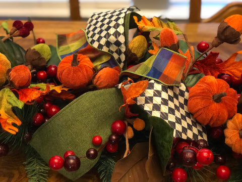 Fall Garland with Red, Orange, Green and Black & White