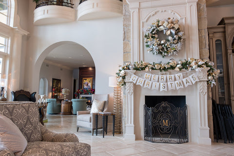 Gold, Silver & White Garland & Wreath Mantle