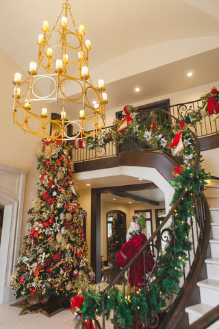 Grand Christmas Entry way and Christmas Decorated Staircase
