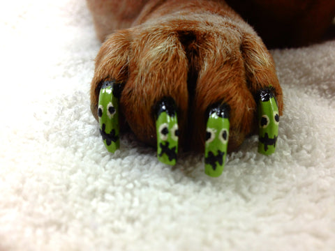 dog monster faces nail art