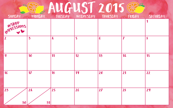 fillable calendar of August