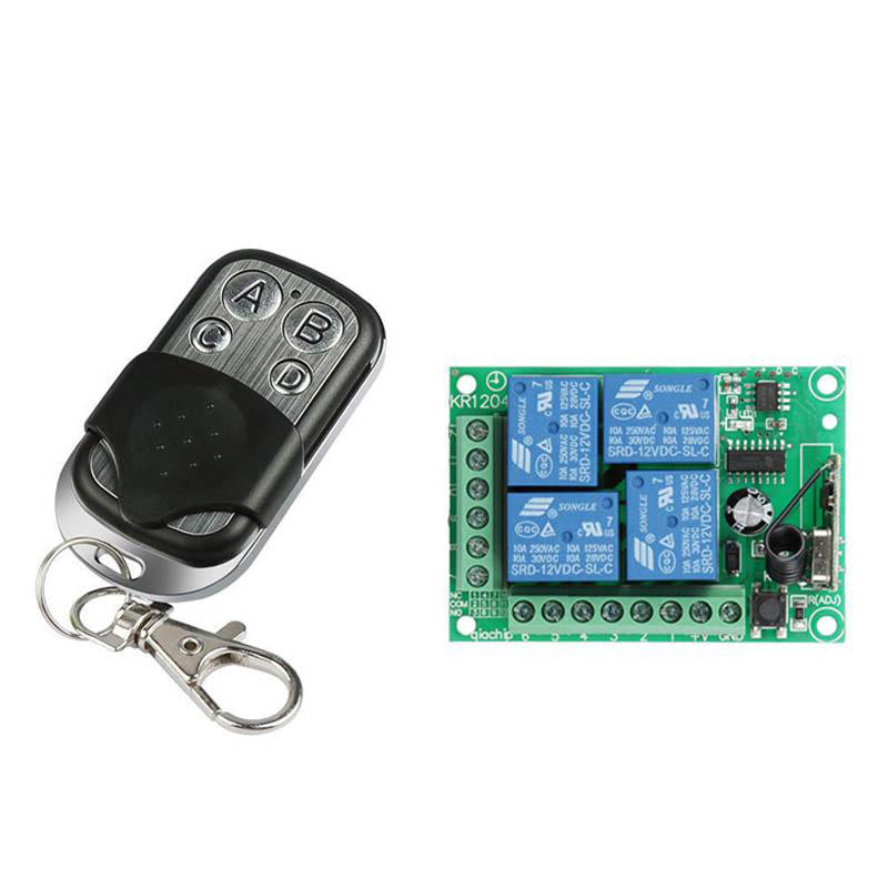 DC 12V 4CH RF Relay Wireless Remote Control Light Switch Garage Door Opener 