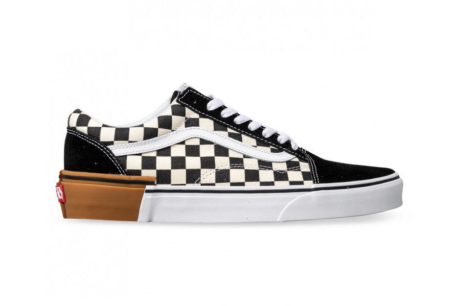 blue vans with checkerboard sole