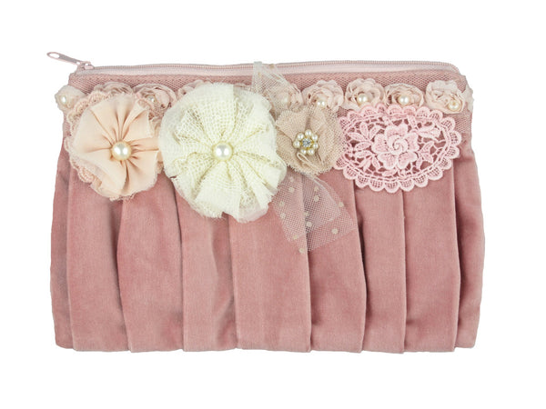 Velvet Pleated Purse (Pink)