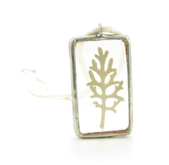 Soldered Glass Pendant Necklace with Dusty Miller Leaf