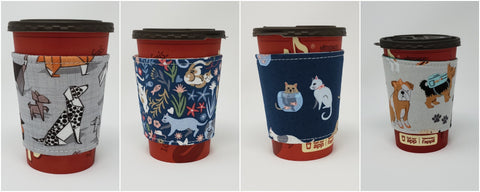 June Cup Cozy additions:  Origami Dogs, Feline Good, Are you Kitten Me?, and Teal Dogs Multi