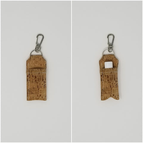 Keychain Chapstick Holder in natural cork