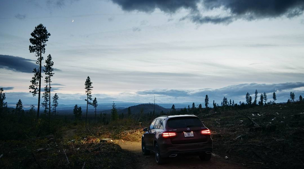 Driving at dusk in the wilds of Oregon