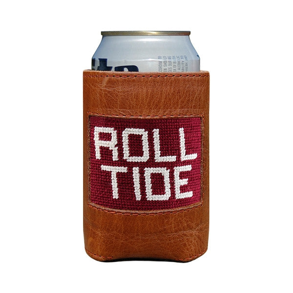 Roll Tide Leather Needlepoint Koozie