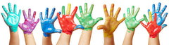 toddler hands with paint on