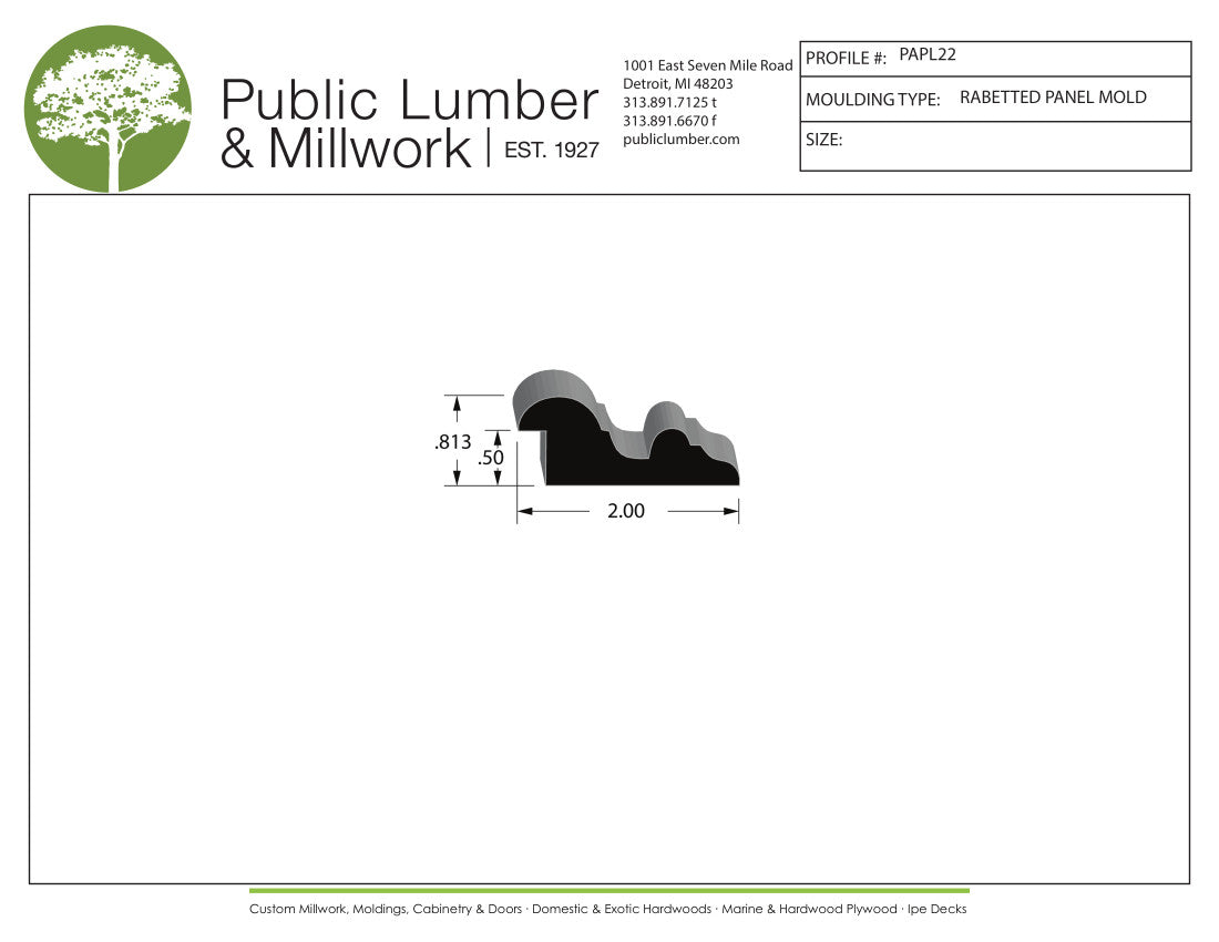 13/16"x2" Rabbeted Panel PAPL22