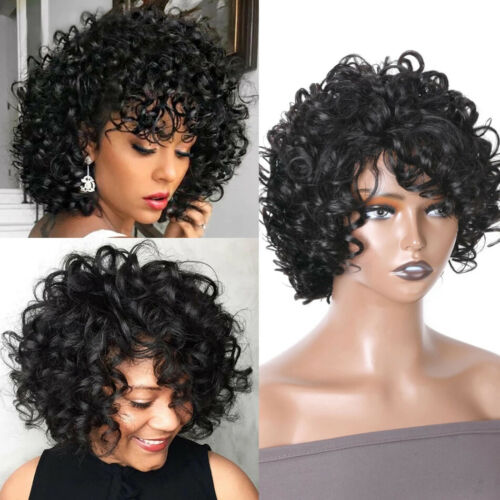 Pixie Cut Loose Curly Wig Peruvian Hair Bouncy Waves Wigs Fluffy Curls –  ATOZWIG