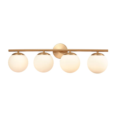 Hollywood Blvd. 4-Light Vanity Light in Satin Brass with Opal White Glass by BD Fine Lighting